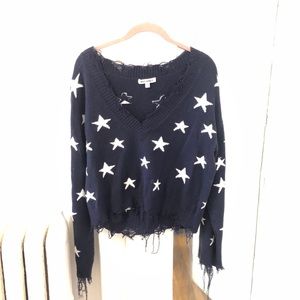 Wild Honey cropped and ripped star sweater